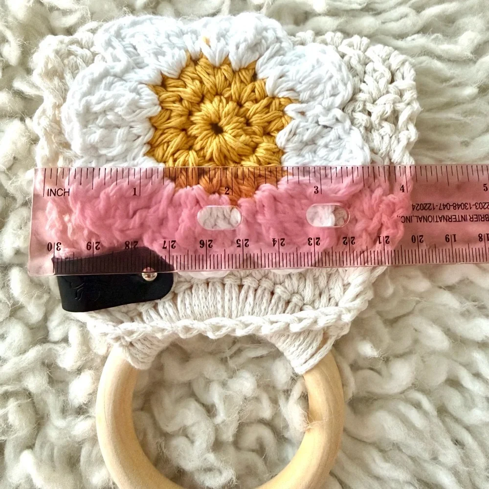 NWT Handmade Daisy Crochet Kitchen Towel & Ring Holder Set - Cottagecore Boho